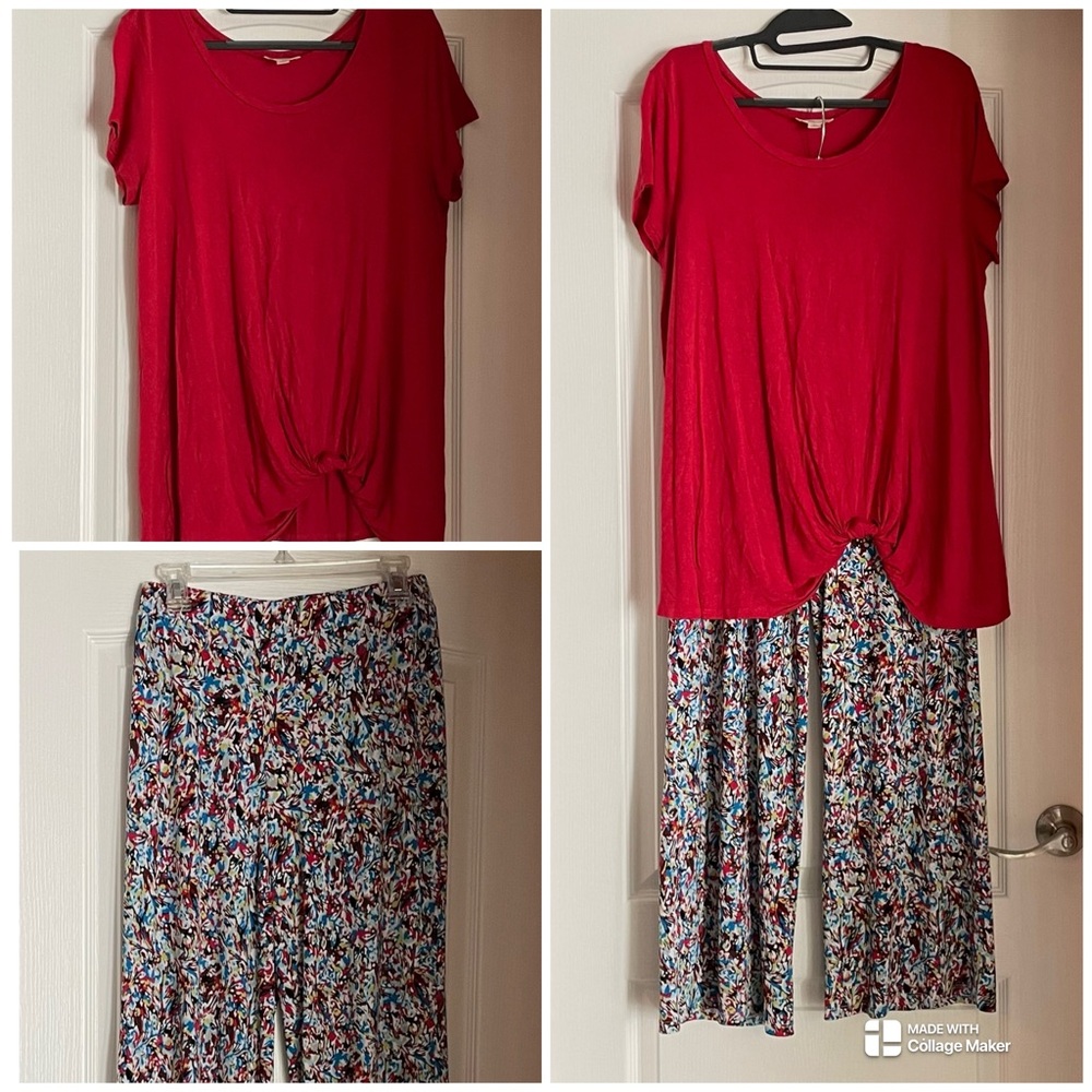 Women’s Red Misia Top with matching Premise print pants.